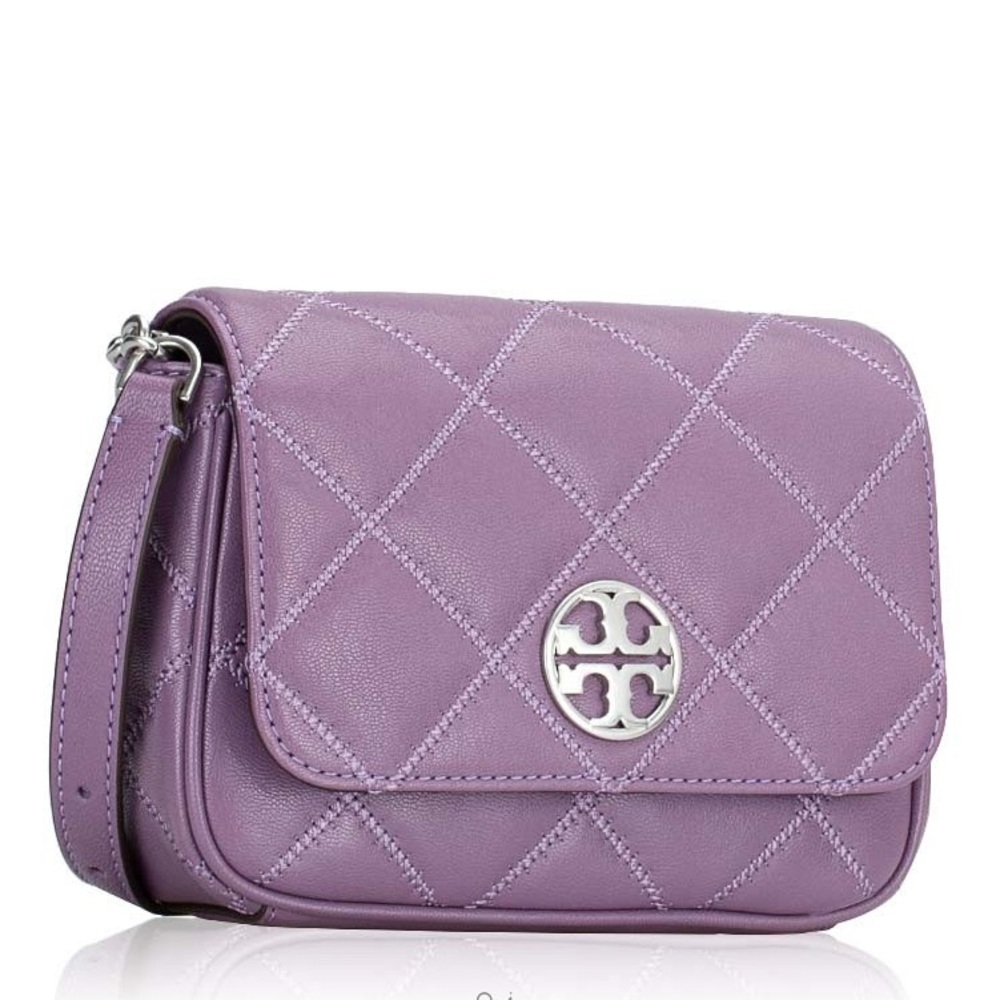 TORY BURCH lavender quilted leather Willa Belt Bag